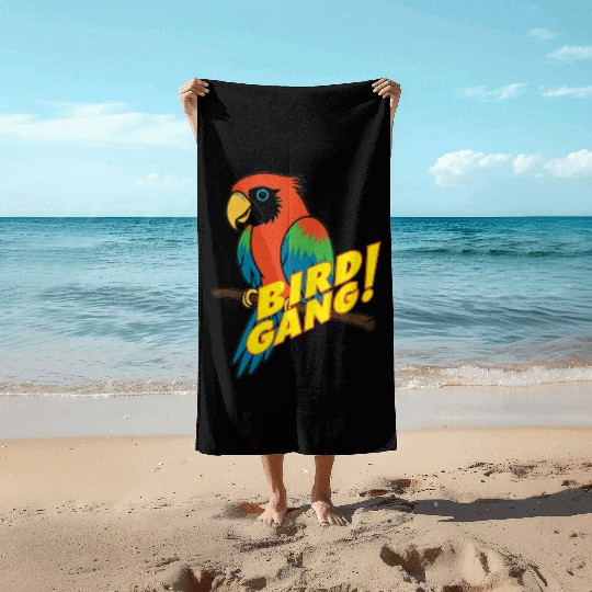 Bird Gang Parrot Cartoon Sticker | Tropical Funny  Beach Towels