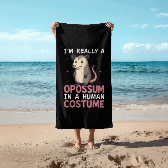 Humorous Opossum Costume Gift Beach Towels