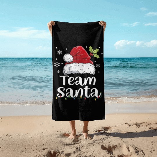 Team Santa Holiday Christmas Design Beach Towels
