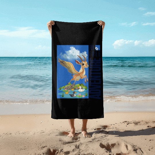 Flying Mythical Waterfowl with Adventure Theme Beach Towels
