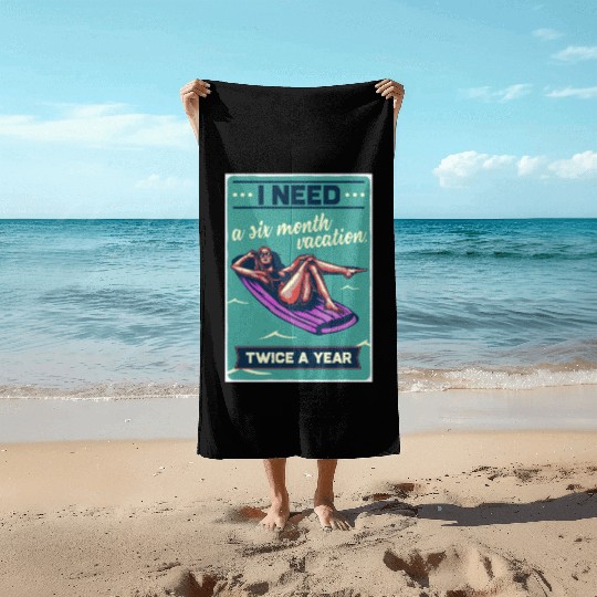Lazy Vacation Quote Illustration Beach Towels