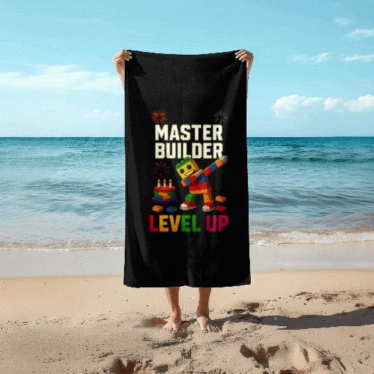Master Builder Level Up Birthday Kids Party Beach Towels