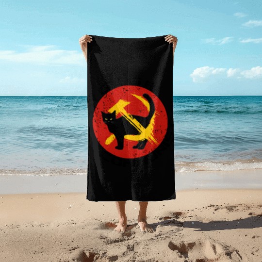 My Cat Is A Communist For Cat Lovers Beach Towels