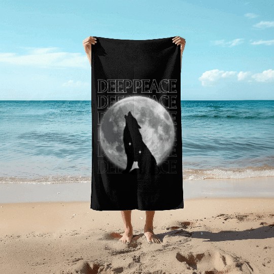 Wolf Howling at Full Moon Design Beach Towels