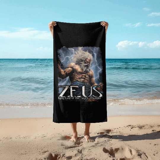 Zeus Thunder God Beach Towels