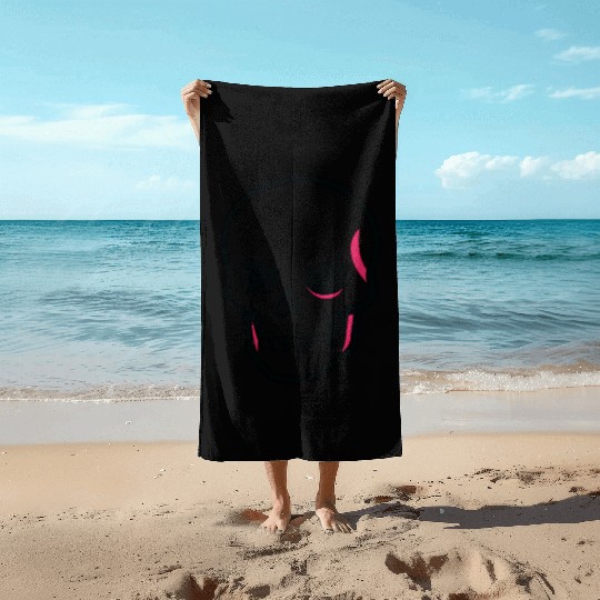 Neon Pink Skull Graphic Design Beach Towels