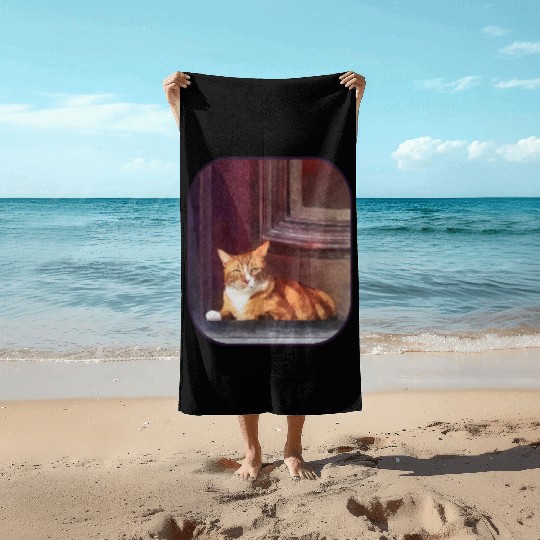 Orange Tabby in Doorway Beach Towels