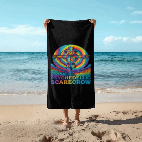Psychedelic Scarecrow Trippy EDM Rave Festival Beach Towels
