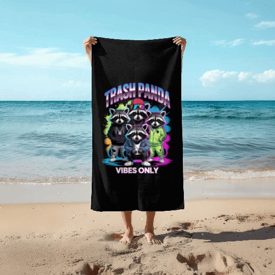 Trendy Raccoon Squad Beach Towels Design