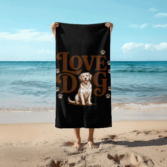 Adorable Labrador Love Illustration Beach Towels