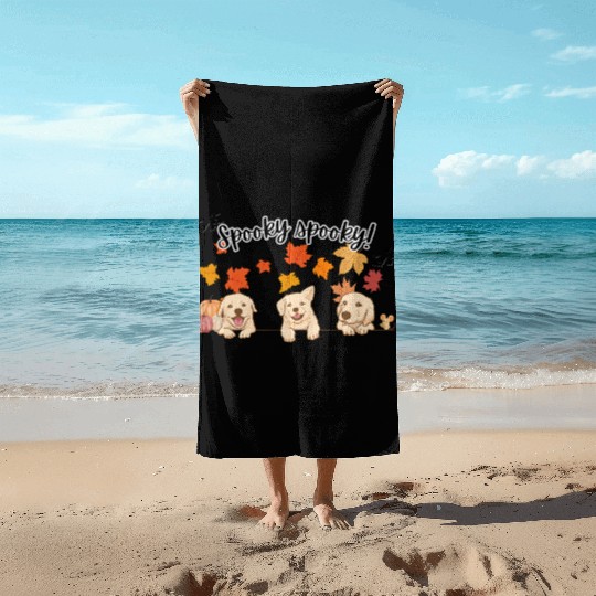 Spooky Puppies Autumn halloween / dog lover Beach Towels