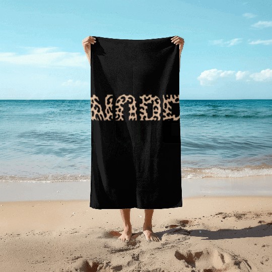 Leopard Print Motif with Bold Typography Beach Towels