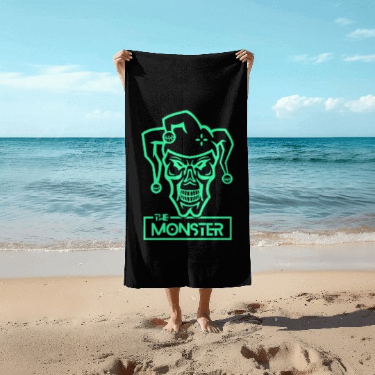 Neon Circus Horror Skull Design Beach Towels