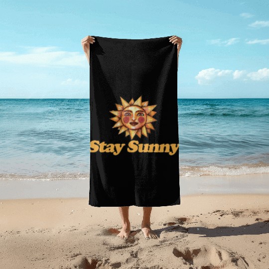 Sun and Smiley Face Motivational Design Beach Towels