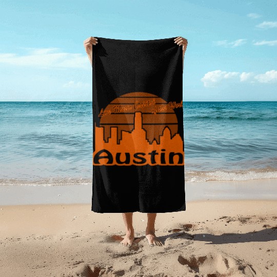 Austin Texas burnt orange Beach Towels