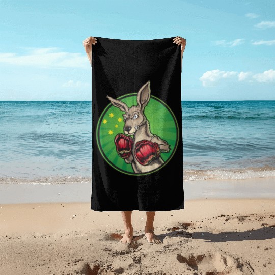 Boxing Kangaroo Beach Towels