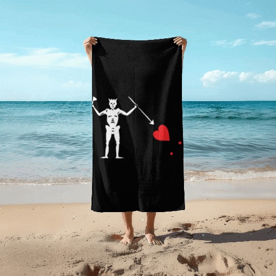 Blackbeard Edward Teach Pirate Flag Beach Towels