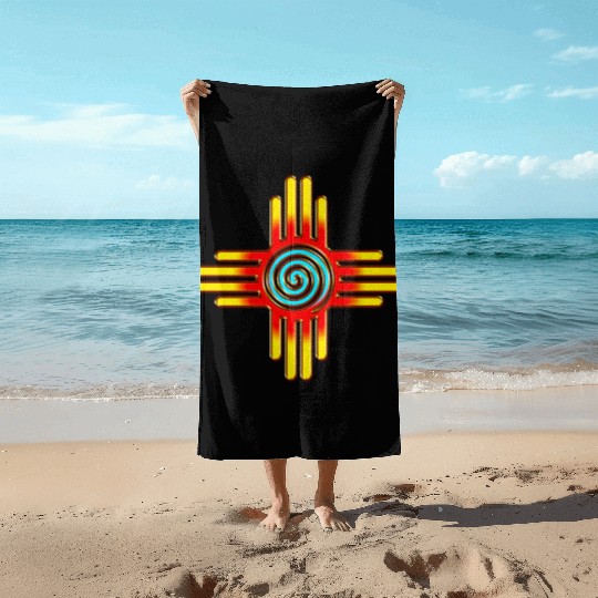 Zia Sun Spiral, Zia Pueblo, New Mexico I Beach Towels