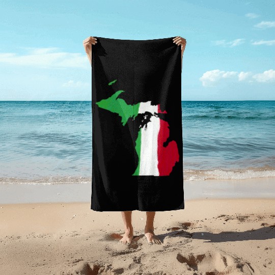 Michigan Italian Italy Flag Pride Beach Towels