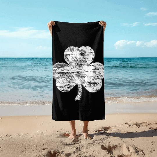 Distressed White Shamrock Beach Towels