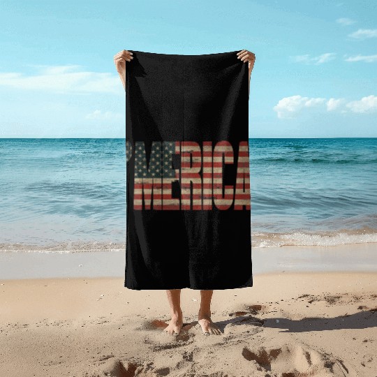 Vintage Distressed US Flag 'MERICA Beach Towels