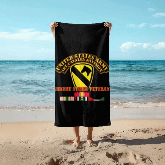 Army - 1st Cavalry Division - Desert Storm Veteran Beach Towels