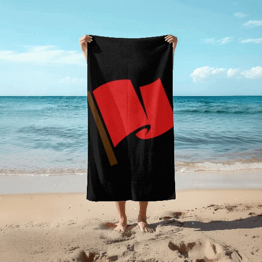 Waving Red Flag Beach Towels
