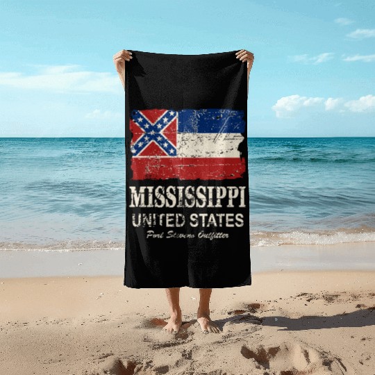 Mississippi Flag - Vintage Look Beach Towels