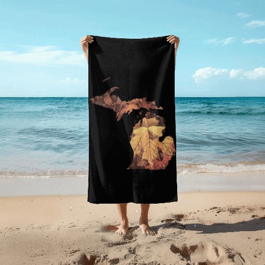 Michigan Autumn Fall Leaves Beach Towels