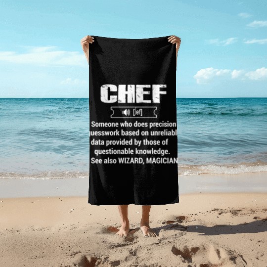 chef, chef funny, chef skull and cleavers, swedish Beach Towels