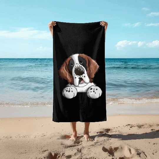 Cute St. Bernard - Dog - Dogs - Cartoon - Gift Beach Towels