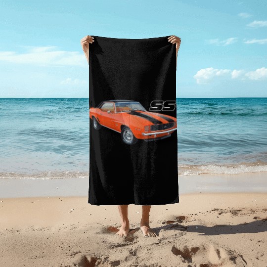 1969 Orange Camaro Beach Towels