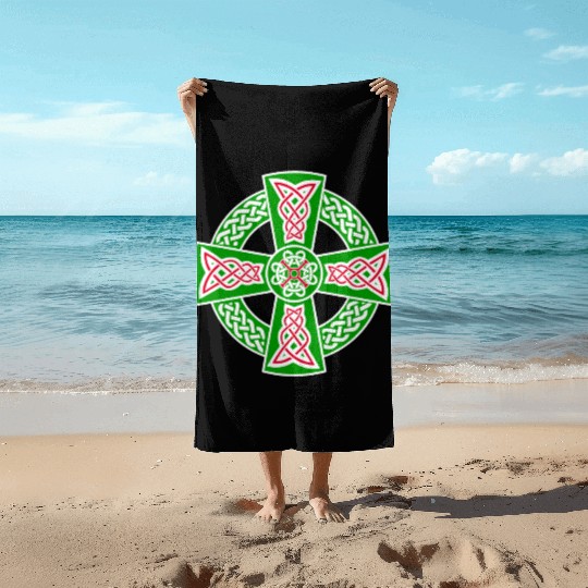 Celtic cross Beach Towels