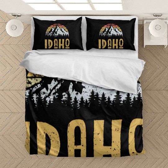 Vintage Retro Id Idaho Us Mountain State Bedding Sets