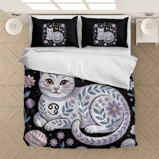 Cancer Zodiac Cat Mystical Art Bedding Sets