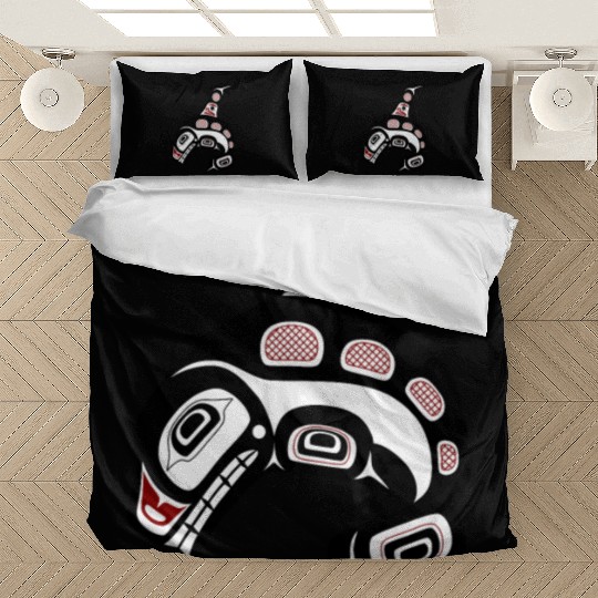 Native American Red Black Haida Orca Killer Whale Bedding Sets