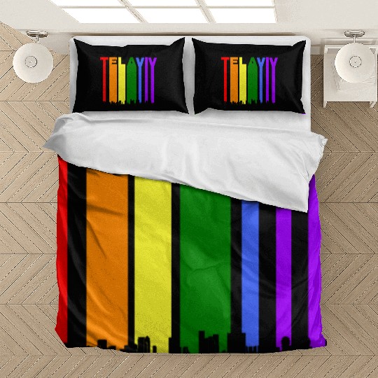 Tel Aviv Israel Skyline Rainbow LGBT Gay Pride Bedding Sets