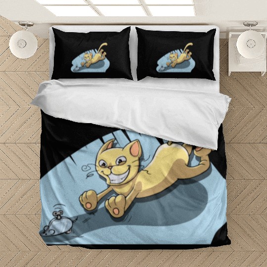 Cat Running After Rat - Tom and Jerry Illustration Bedding Sets