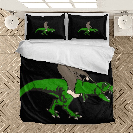 Bigfoot riding T rex Bedding Sets