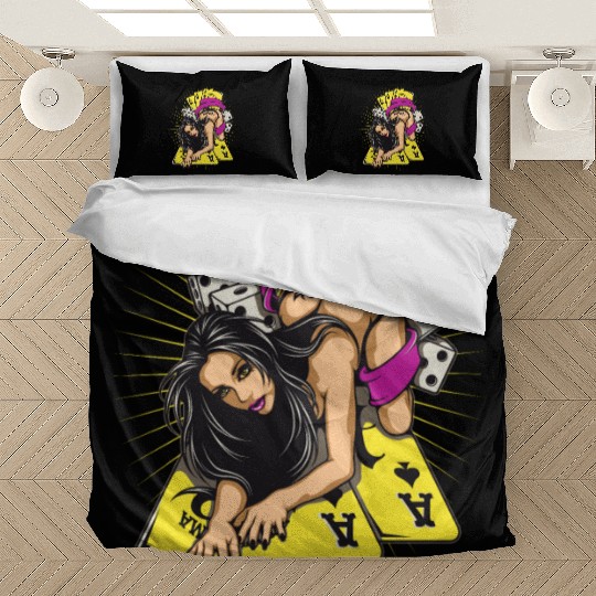 Sexy-girl-cards-aces-poker-game-cartoon Bedding Sets