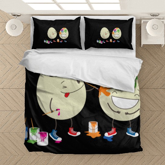 Happy Easter eggs decorating each other Bedding Sets