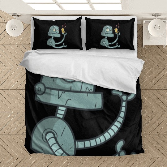 Robot with a bird Bedding Sets