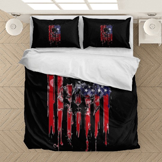 American Flag Skull 4th of July graphic Collection Bedding Sets