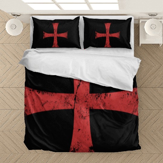 Distressed Crusader Knights Templar Cross Bedding Sets