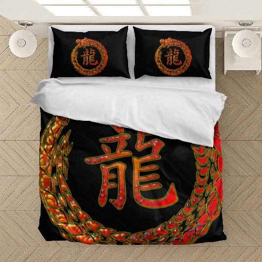 Fire Dragon In Circle with Chinese Dragon Symbol Bedding Sets