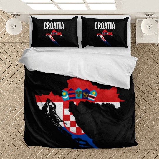 Croatian Gift - Croatia Map Country Flag Bedding Sets