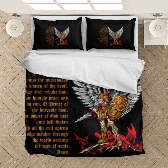 Saint Michael Bedding Sets for men prayer catholic church