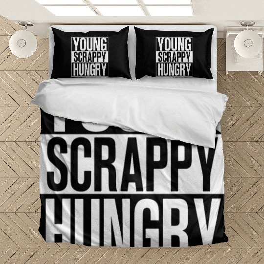young scrappy hungry black and white Bedding Sets chef