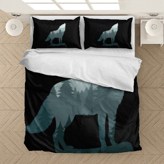 Lone Wolf Survives The Mountain Silhouette Art Bedding Sets