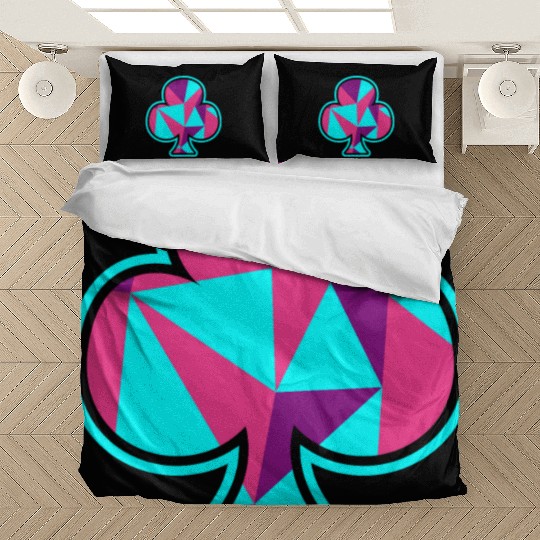 Playing card clover gift game player poker neon Bedding Sets